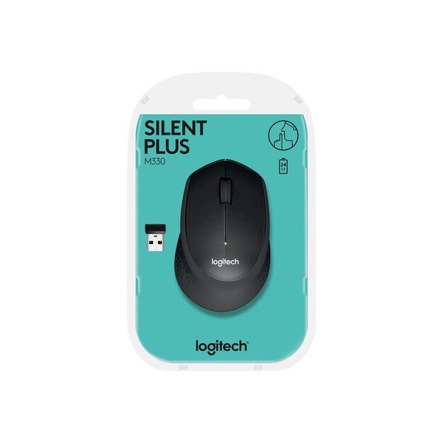 Logitech - M330 Mouse USB Optical Black Wireless