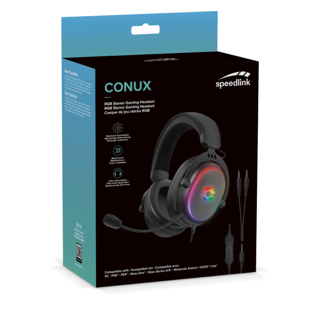 Speedlink - CONUX RGB Stereo Gaming Headset - for PC/PS5/PS4/ Xbox Series X/S/Switch/OLED/Lite , black
