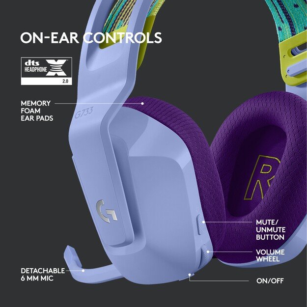 Logitech - G733 LIGHTSPEED Headset - LILAC - 2.4GHZ