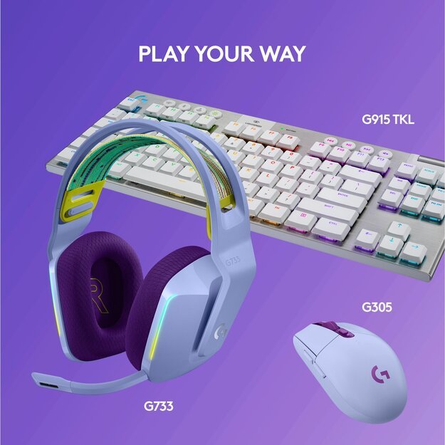 Logitech - G733 LIGHTSPEED Headset - LILAC - 2.4GHZ