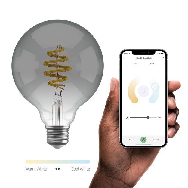 Hombli - Smart Bulb G95 CCT Filament (E27) - Smokey