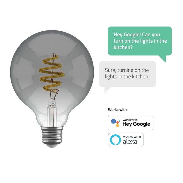 Hombli - Smart Bulb G95 CCT Filament (E27) - Smokey