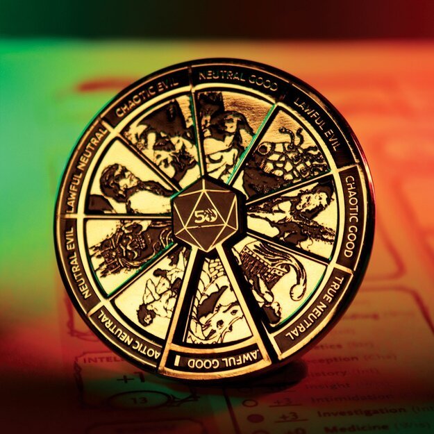 Dungeons & Dragons 24k Gold Plated Alignment Spinner Pin Badge