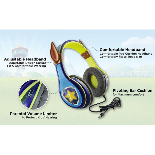 eKids - Disney Paw Patrol Chase Youth Headphones for kids with Volume Control to protect hearing