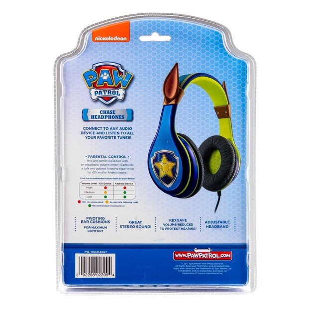 eKids - Disney Paw Patrol Chase Youth Headphones for kids with Volume Control to protect hearing