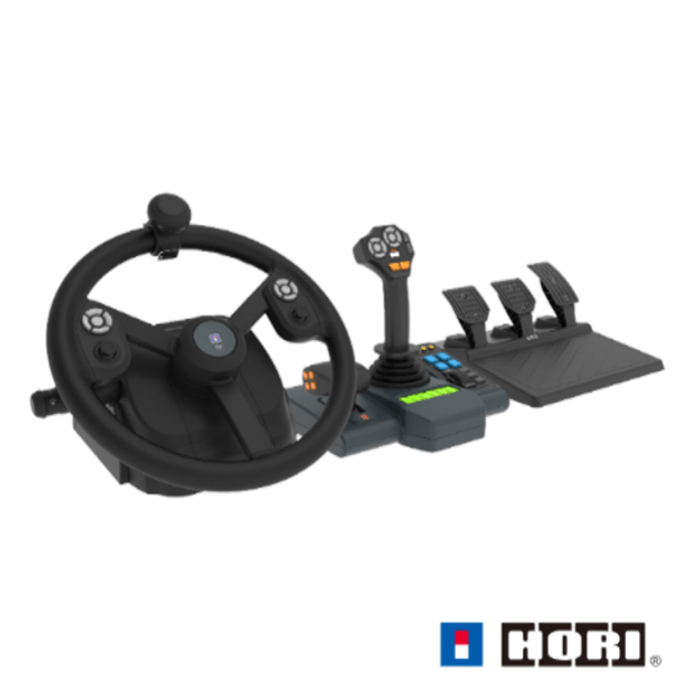 HORI - Farming Control System for PC (Windows 11/10) for Farming Simulator with Full-Size Steering Wheel, Control Panel & Pedals