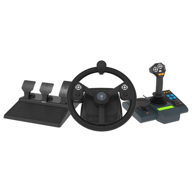 HORI - Farming Control System for PC (Windows 11/10) for Farming Simulator with Full-Size Steering Wheel, Control Panel & Pedals