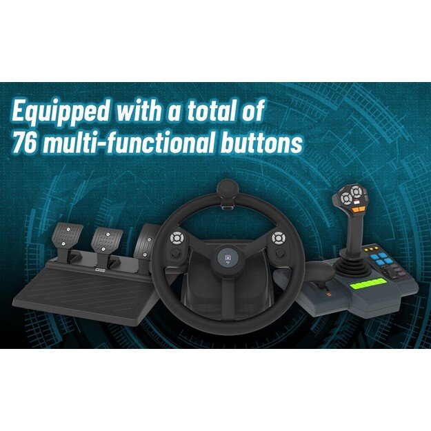 HORI - Farming Control System for PC (Windows 11/10) for Farming Simulator with Full-Size Steering Wheel, Control Panel & Pedals