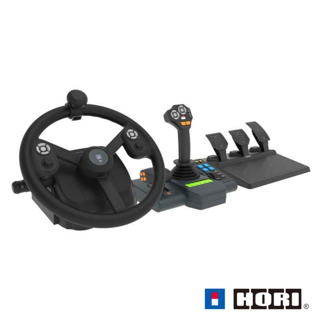 HORI - Farming Control System for PC (Windows 11/10) for Farming Simulator with Full-Size Steering Wheel, Control Panel & Pedals