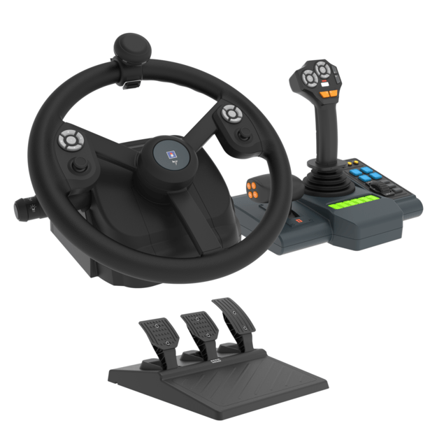 HORI - Farming Control System for PC (Windows 11/10) for Farming Simulator with Full-Size Steering Wheel, Control Panel & Pedals