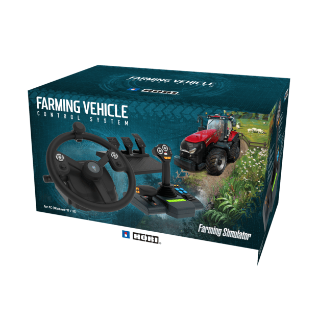 HORI - Farming Control System for PC (Windows 11/10) for Farming Simulator with Full-Size Steering Wheel, Control Panel & Pedals