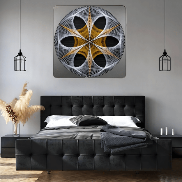 Virvelių meno kūrybinis rinkinys, paveikslų rėmelis iš pintų siūlų, 40x40 cm