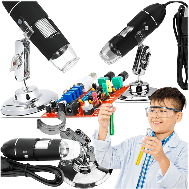 Mikroskop Cyfrowy Zestaw USB LED Przybliżenie 1600 EDUKACYJNY NAUKOWY 