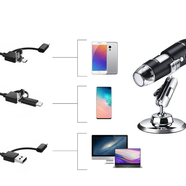 Mikroskop Cyfrowy Zestaw USB LED Przybliżenie 1600 EDUKACYJNY NAUKOWY  28