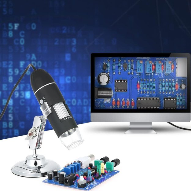 Skaitmeninis mikroskopo rinkinys su USB LED priartinimu 1600 MOKSLINIS 24