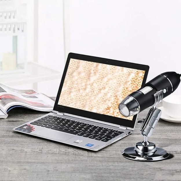 Skaitmeninis mikroskopo rinkinys su USB LED priartinimu 1600 MOKSLINIS 23
