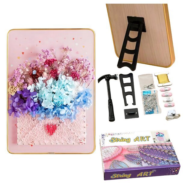 CREATIVE KIT FOR STRING ART INTERLEATING EMBROIDERY LED PICTURE IN FRAME 21x30 CM
