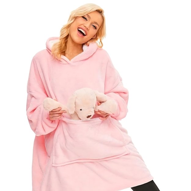 DUŻA BLUZA KOC KOCOBLUZA OVERSIZE GRUBA Z KAPTUREM SZLAFROK DAMSKA MĘSKA 2