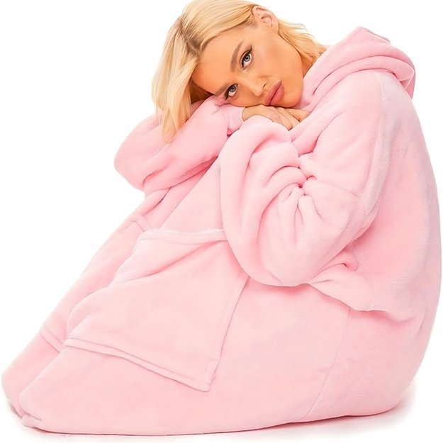 DUŻA BLUZA KOC KOCOBLUZA OVERSIZE GRUBA Z KAPTUREM SZLAFROK DAMSKA MĘSKA 1