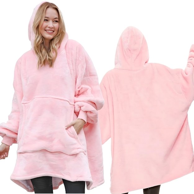 DUŻA BLUZA KOC KOCOBLUZA OVERSIZE GRUBA Z KAPTUREM SZLAFROK DAMSKA MĘSKA 10