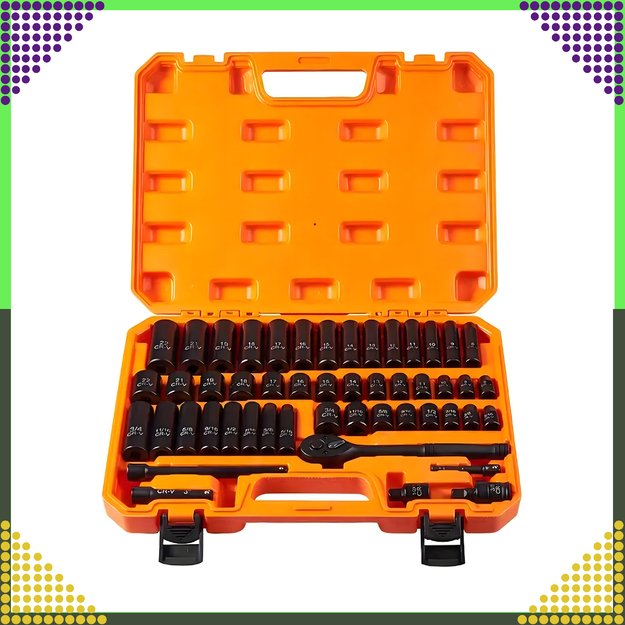 Zestaw Nasadek Udarowych Kluczy Nasadki Udarowe Klucze Nasadowe 3/8 50 Elem 17