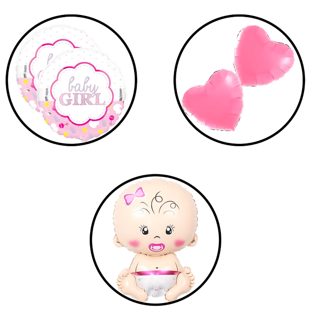 Balony na Baby Shower Bobas Dziewczynka Baby Girl Zestaw 5 szt Gwiazdki  3