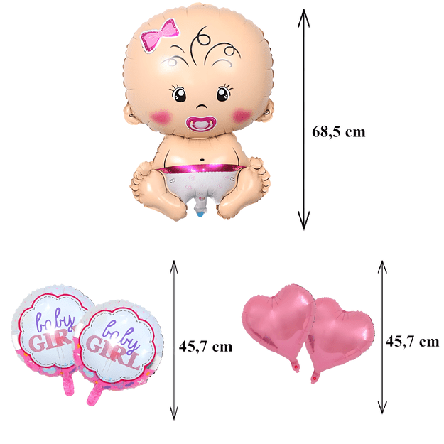 Balony na Baby Shower Bobas Dziewczynka Baby Girl Zestaw 5 szt Gwiazdki  6
