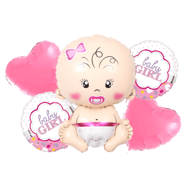 Baby Shower Balloons Baby Girl Set of 5 Stars