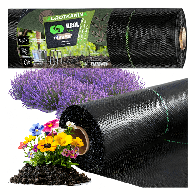 130szt. x Agrowłóknina 140g 1,6x50m Czarna UV Agrotkanina Mata Antychwastowa Ochronna