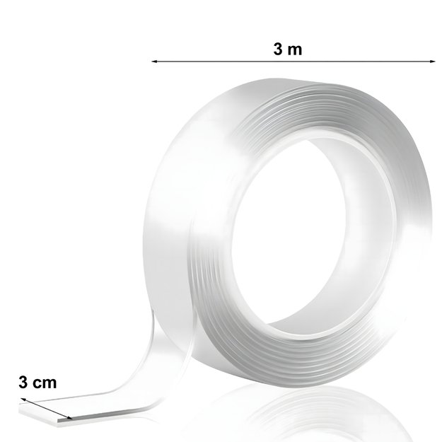 200 x stiprios nano juostos dvipusė, vandeniui atspari, daugkartinio naudojimo, 3 m 3 cm 2