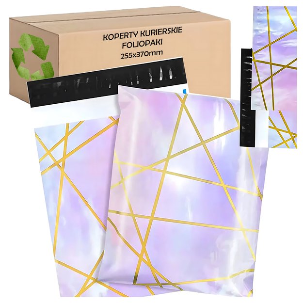 STRONG COURIER POLY PACKAGES ENVELOPE 255X370 PURPLE GOLD 50PCS.