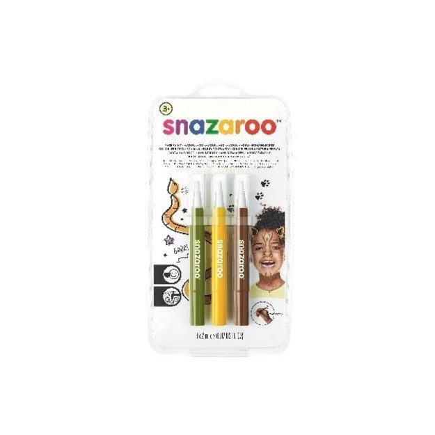 Snazaroo - Make-up color brush paint - green/yellow/brown (3 pcs) (791065)