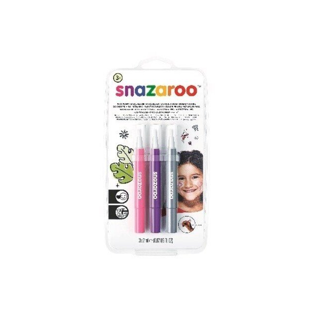 Snazaroo - Make-up color brush paint - pink/purple/silver (3 pcs) (791063)