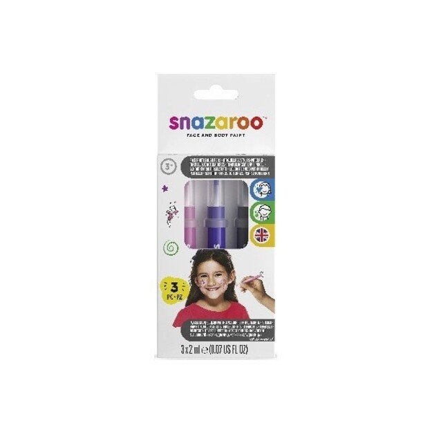 Snazaroo - Make-up color brush paint - pink/purple/silver (3 pcs) (791063)