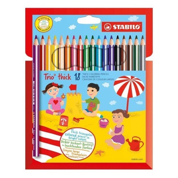 Stabilo - Trio thick, wallet of 18 colored pencils