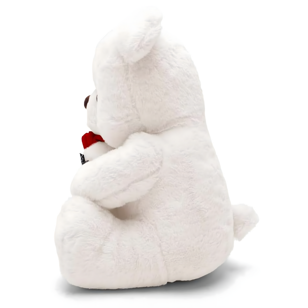 Plīša Balts Lācītis Meitenēm 32 cm Sarkana Roze ar Bantīti Dāvana