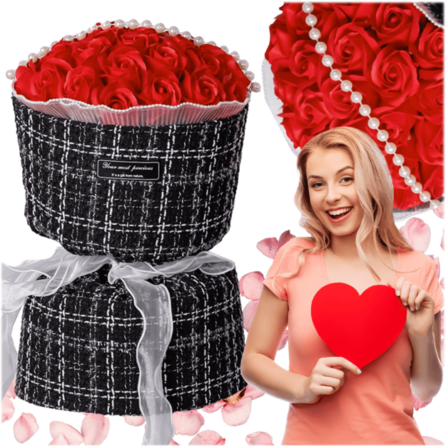 Raudonų LED muilo rožių rinkinys Valentino dienos, moters dienos dovanai gimtadieniui