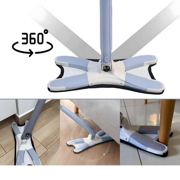 Plakans, salokāms, rotējošs, saspiežams mops ar pagriežamu tauriņa izspiedēju + uzpilde