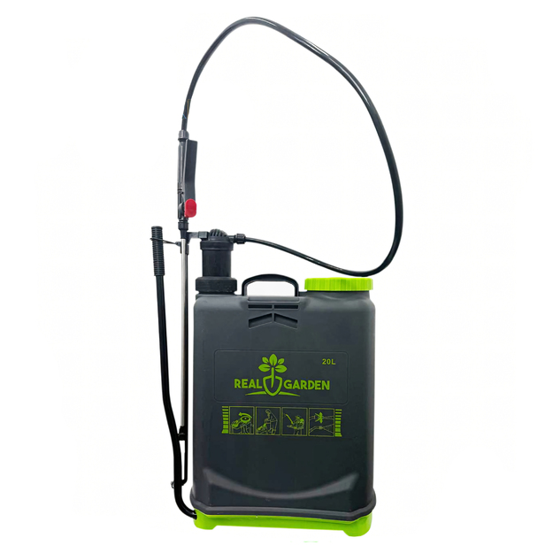 20 litru spiediena mugursomas tipa dārza smidzinātājs + spole + sprauslas