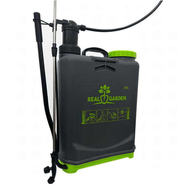 20 litru spiediena mugursomas tipa dārza smidzinātājs + spole + sprauslas