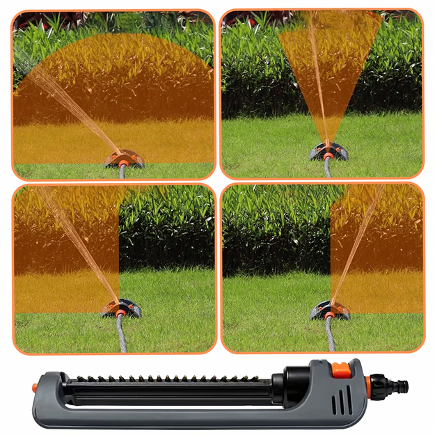 Dārza smidzinātājs-apūdeņošanas sistēma ar regulējamu svārstveida 19 caurumiem