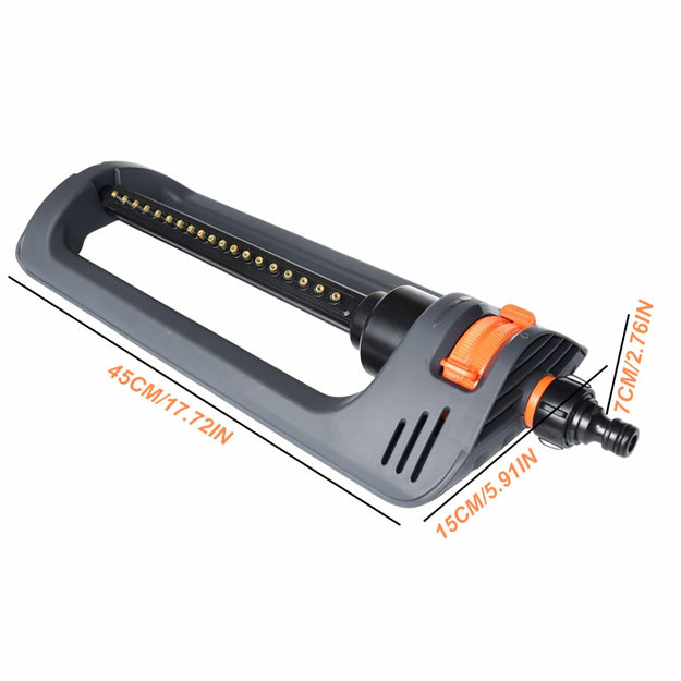 Dārza smidzinātājs-apūdeņošanas sistēma ar regulējamu svārstveida 19 caurumiem