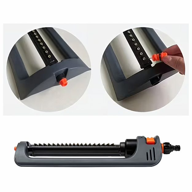 Dārza smidzinātājs-apūdeņošanas sistēma ar regulējamu svārstveida 19 caurumiem