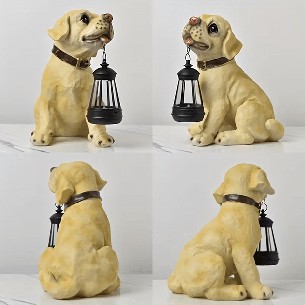 Päikeseenergialambiga aia dekoratiivne koer LED-laternaga