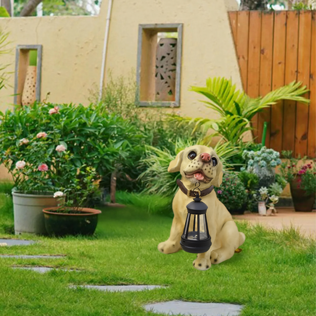 Saules dārza lampa ar LED laternu un dekoratīvu ornamentu