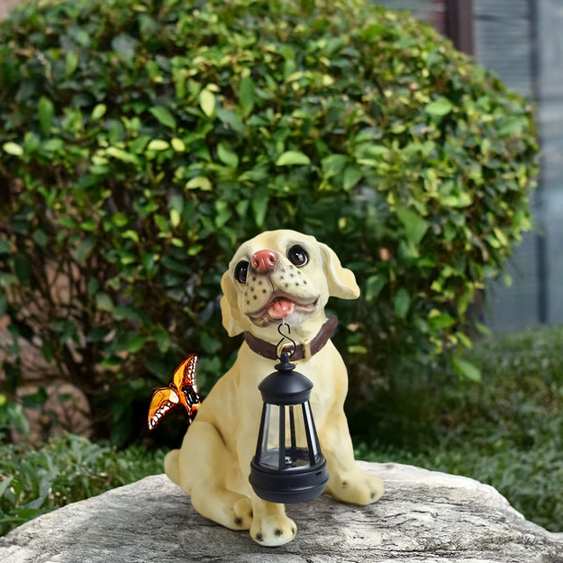 Saules dārza lampa ar LED laternu un dekoratīvu ornamentu