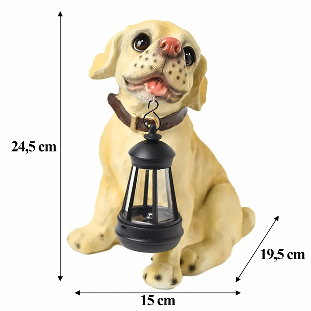 Saules dārza lampa ar LED laternu un dekoratīvu ornamentu