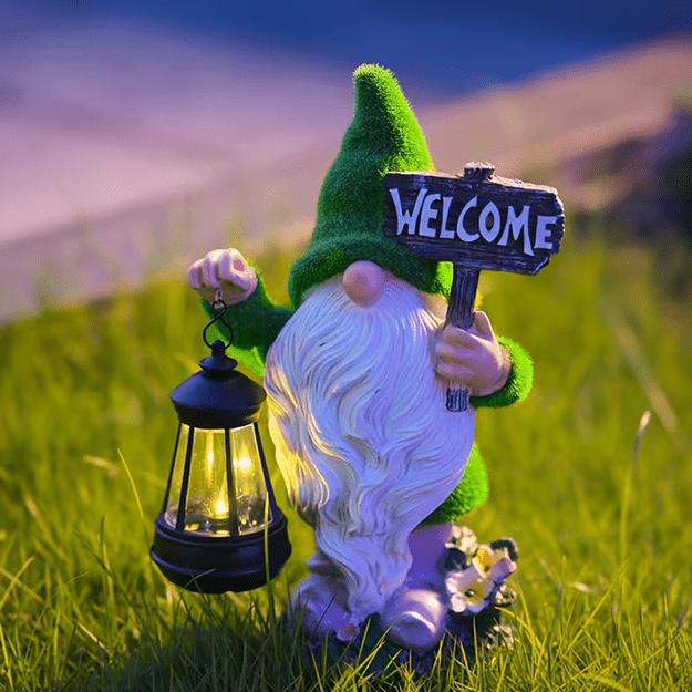 Dārza rūķa figūriņas lampa, dārza skulptūra, saules dekoratīva LED lampa