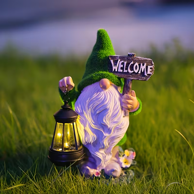 Dārza rūķa figūriņas lampa, dārza skulptūra, saules dekoratīva LED lampa