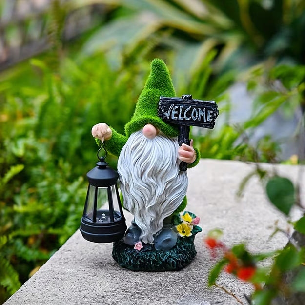 Dārza rūķa figūriņas lampa, dārza skulptūra, saules dekoratīva LED lampa